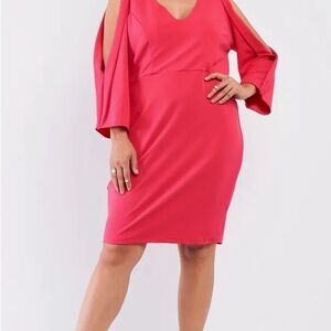 Elegant Pink Cold Shoulder Dress